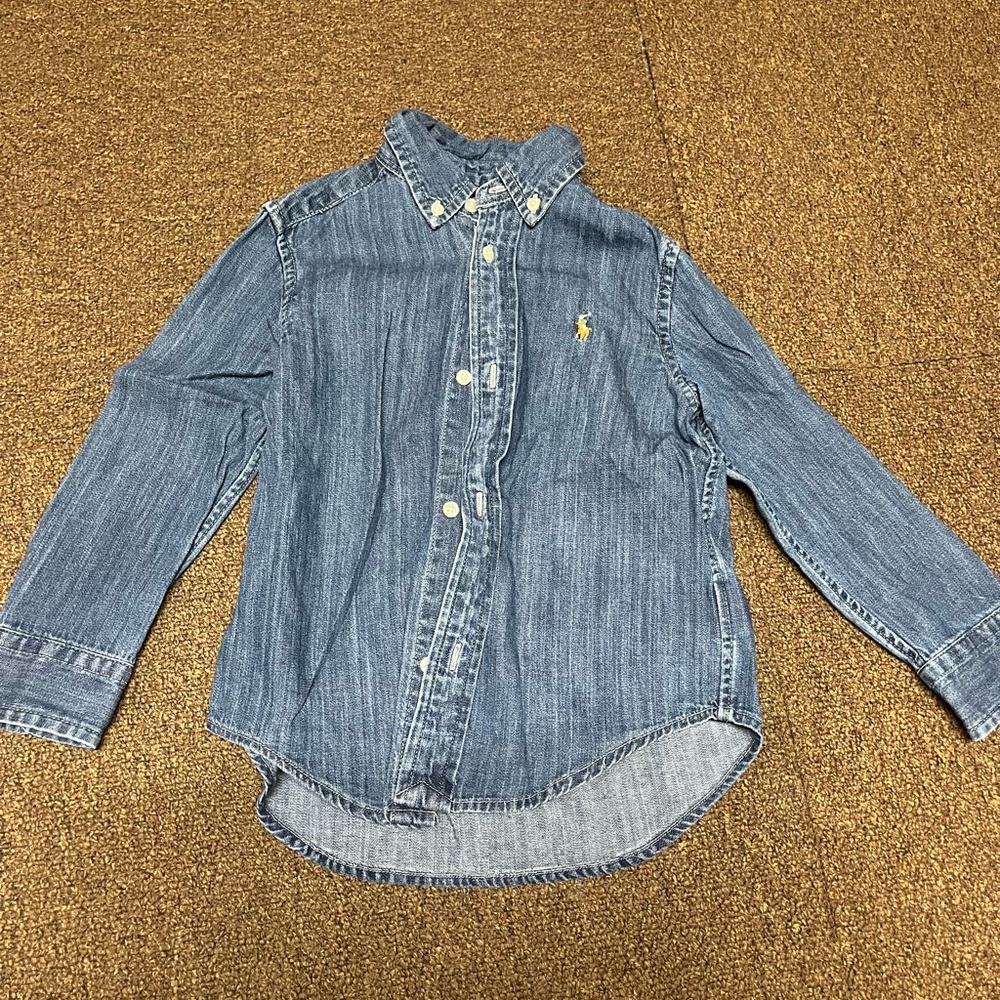 Ralph Lauren polo long sleeve button up denim blue shirt size 3t